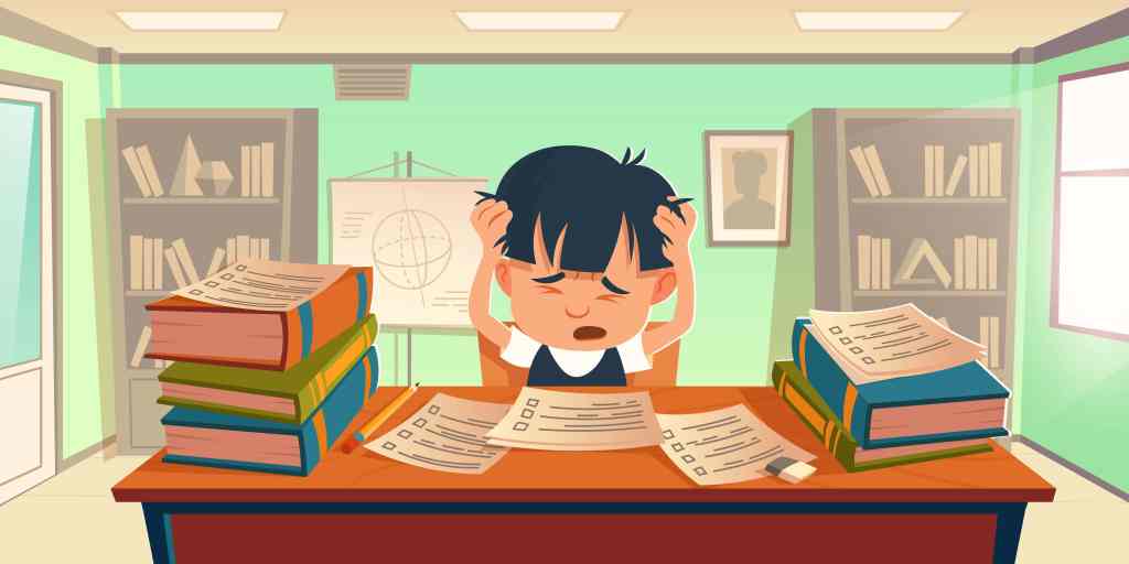 Kid got stress doing homework or prepare for exam