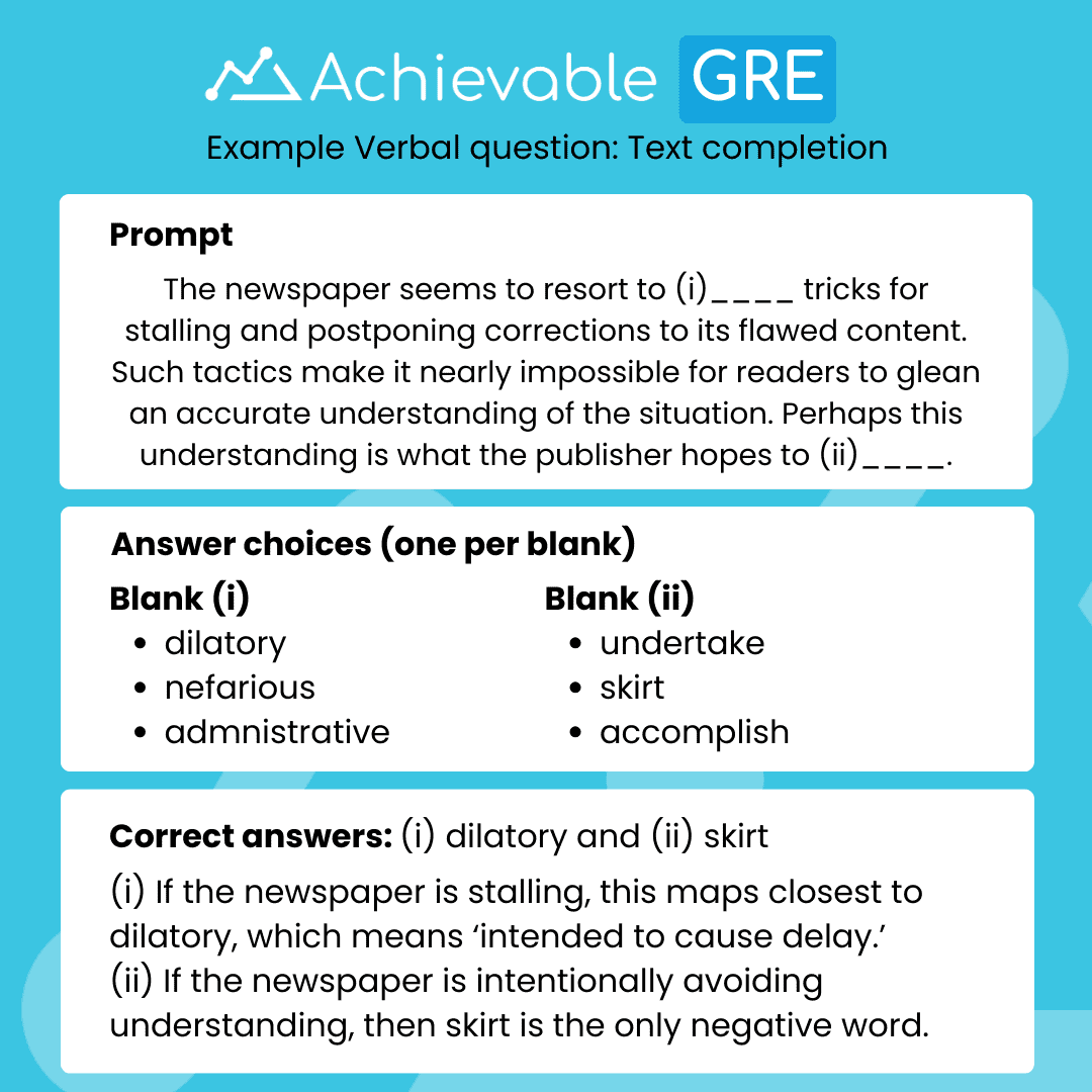 GRE Verbal Text Completion