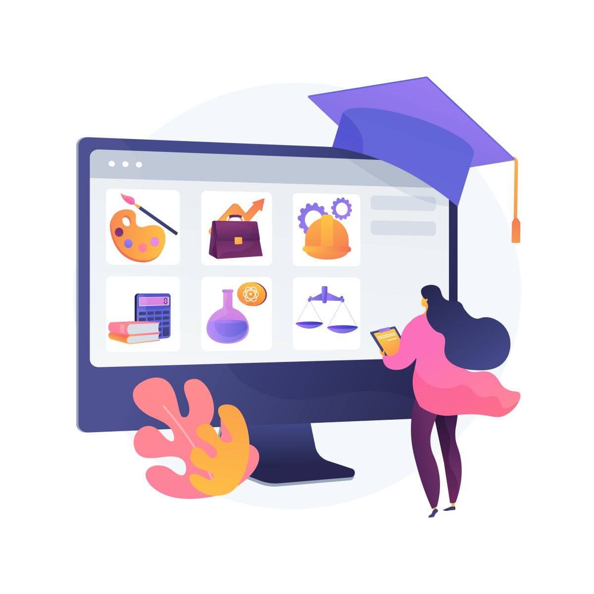 Course enrollment abstract concept vector illustration.