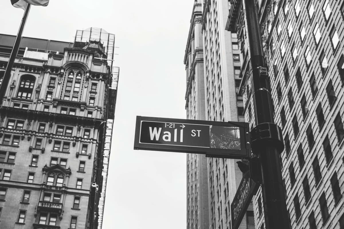 Picture of Wall Street street sign in black and white Picture of Wall Street street sign in black and white