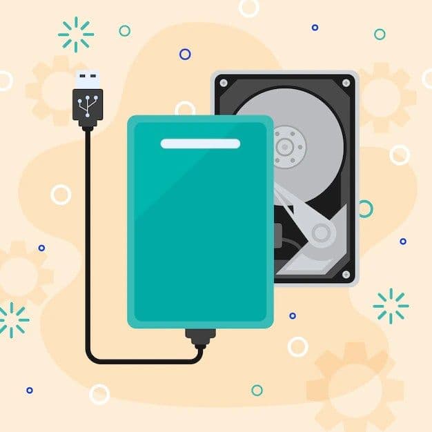 Hand drawn flat design hard drive illustration